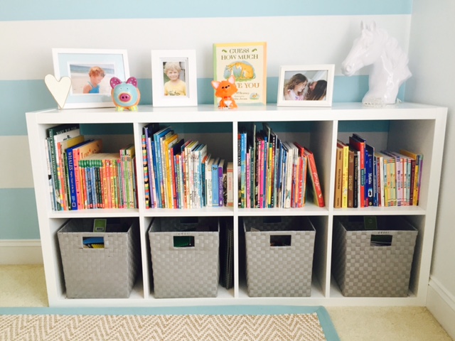 Baskets make for an easy, "Toss & Tidy" approach to clean-up for kids.