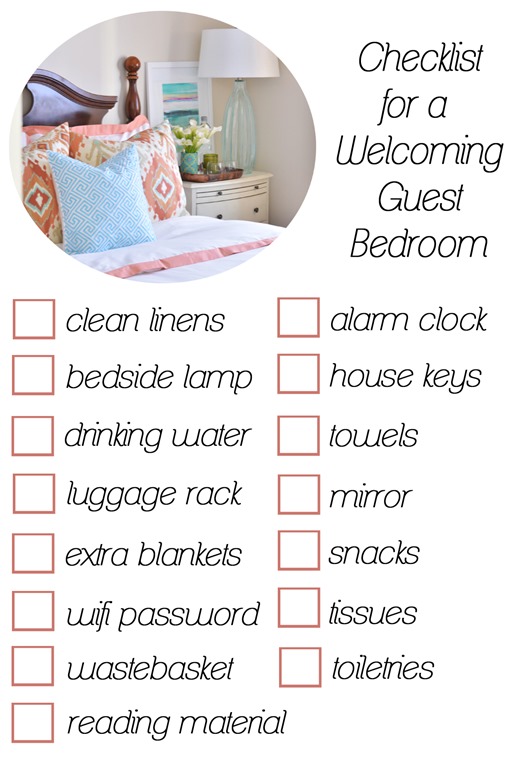 Checklist for Guest Room Organization - care of Centsationalgirl.com