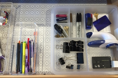 A few drawer sorters and quick clean up: Junk Drawer No More!